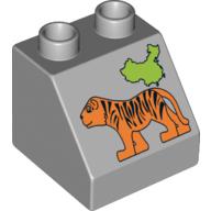 Lego Duplo Brick 2 x 2 Slope 45° with China Map and Tiger Print