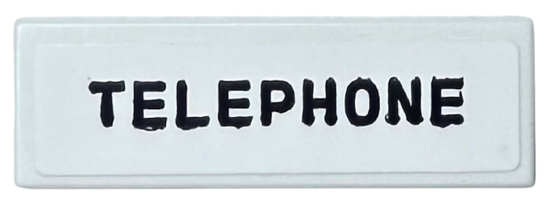 Lego Tile 1 x 3 with Black 'TELEPHONE' Pattern (Sticker) - Set 76403 / White