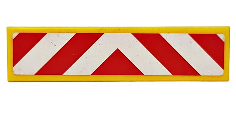 Lego Tile 1 x 4 with Red and White Chevron Danger Stripes Thick, Red in Middle Pattern (Sticker) - Sets 60022 / 60183 / Yellow