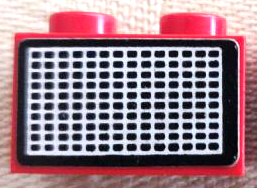 Lego Brick 1 x 2 with White and Black Grille with Rectangular Dots Pattern (Sticker) - Sets 6390 / 6690