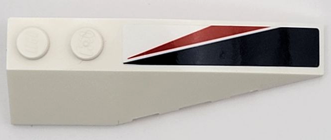 Lego Wedge 6 x 2 Right with Dark Blue and Red Triangle and Angled Stripes Pattern (Sticker) – Set 42109