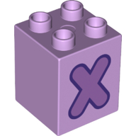 Lego Duplo Brick 2 x 2 x 2 with Medium Lavender 'X' Print