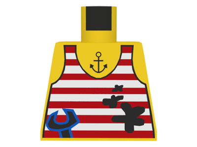 Lego Torso Adventurers Jungle Tank Top, Stains, Wrench, Anchor Tattoo Pattern / Yellow