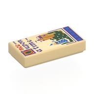 Lego Tile 1 x 2 with Castle, Princess, Red/Dark Purple 'Once upon a time' Print / Tan