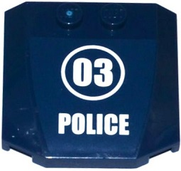 Lego Wedge 4 x 4 x 2/3 Triple Curved with '03' in White Circle and 'POLICE' Pattern (Sticker) - Set 60069 / Dark Blue