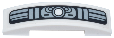 Lego Slope, Curved 4 x 1 x 2/3 Double with Light Bluish Gray and Black Mechanical Panels and White Circle Pattern (Sticker) - Set 75357