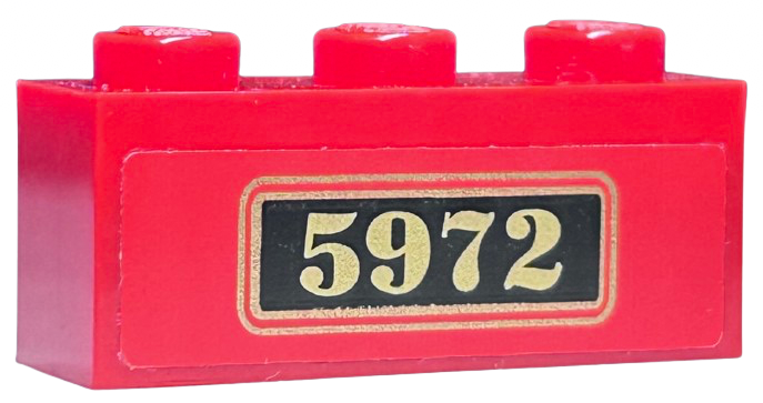 Lego Brick 1 x 3 with Gold '5972' and Border Double on Black Background Pattern (Sticker) - Set 4841