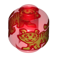 Lego Minifig Head (No Face), Golden Tiger Print