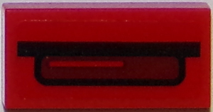 Lego Tile 1 x 2 with Chevrolet Camaro Spoiler Center and Third Taillight Pattern (Sticker) - Set 75874 / Red