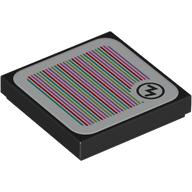 Lego Tile 2 x 2 with 'W' in Circle (Wario), Barcode Print (Sticker)