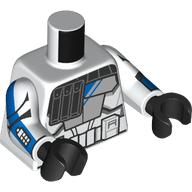 Lego Torso, Arc Trooper Blue/Light Bluish Grey Armor, Black Pauldron print, White Arms, Black Hands / White