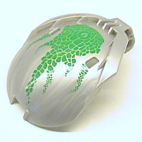 Lego Windscreen Bohrok 4 x 5 x 7 with Green Scales and Lehvak-Kal Logo