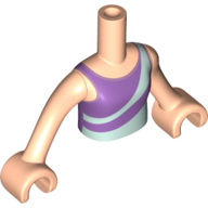 Lego Minidoll Torso Girl with Light Aqua/Lavender Dress/Top Print, Light Nougat Arms and Hands / Light Nougat