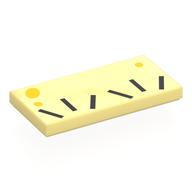 Lego Tile 2 x 4 with Black Lines/Eyelashes, Yellow Spots Print / Bright Light Yellow
