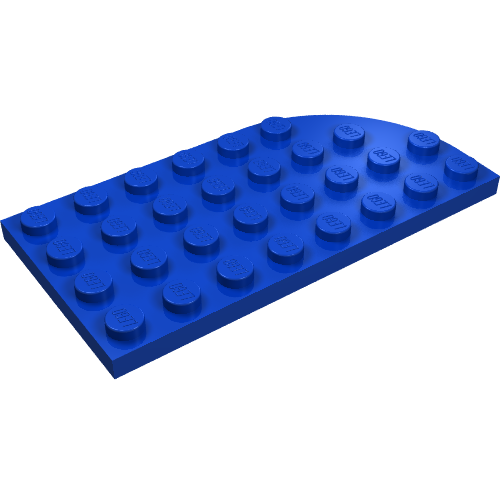 Lego Plate Round Corner Right 4 x 8 with Round Bottom Studs and 2 Notches