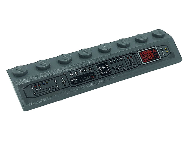 Lego Slope 45 2 x 8 with Control Panel with Levers, Dials, Buttons and Monitor Pattern (Sticker) - Set 76161