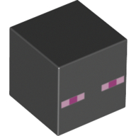 Lego Minifig Head Special, Cube with Enderman Face Print / Black