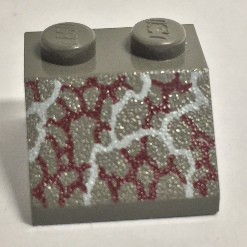 Lego Brick Sloped 45° 2 x 2 with Dinosaur Scales Print / Dark Gray
