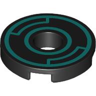 Lego Tile Round 2 x 2 with Hole with Dark Turquoise Circles Print