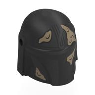 Lego Helmet Mandalorian with Holes, Black Visor, Dark Tan Mud Stains Print