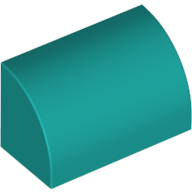 Lego Brick Curved 1 x 2 x 1 No Studs / Dark Turquoise