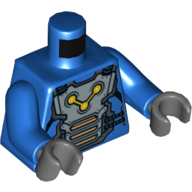 Lego Torso Armor, Silver Chest Plate with Straps and Nova Corps Markings Print, Blue Arms, Dark Bluish Gray Hands
