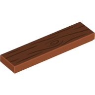 Lego Tile 1 x 4 with Wooden Board Print / Dark Orange