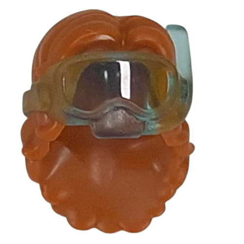 Lego Hair Long with Diving Mask Trans-Light Blue Pattern / Dark Orange