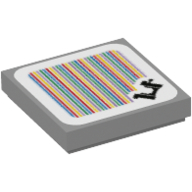 Lego Tile 2 x 2 with Swing and Barcode Print (Sticker) / Light Bluish Gray