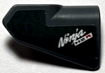 Lego Technic, Panel Fairing # 7 Very Small Smooth Short, Side A with White and Red 'Ninja H2R' Pattern (Sticker) - Set 42170 / Dark Bluish Gray