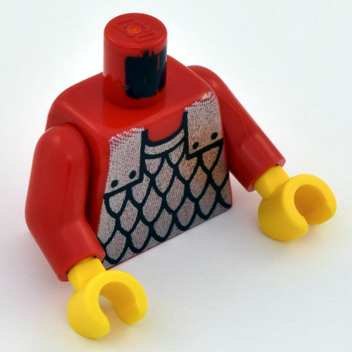 Lego Torso Armor Scale Mail Print, Red Arms, Yellow Hands