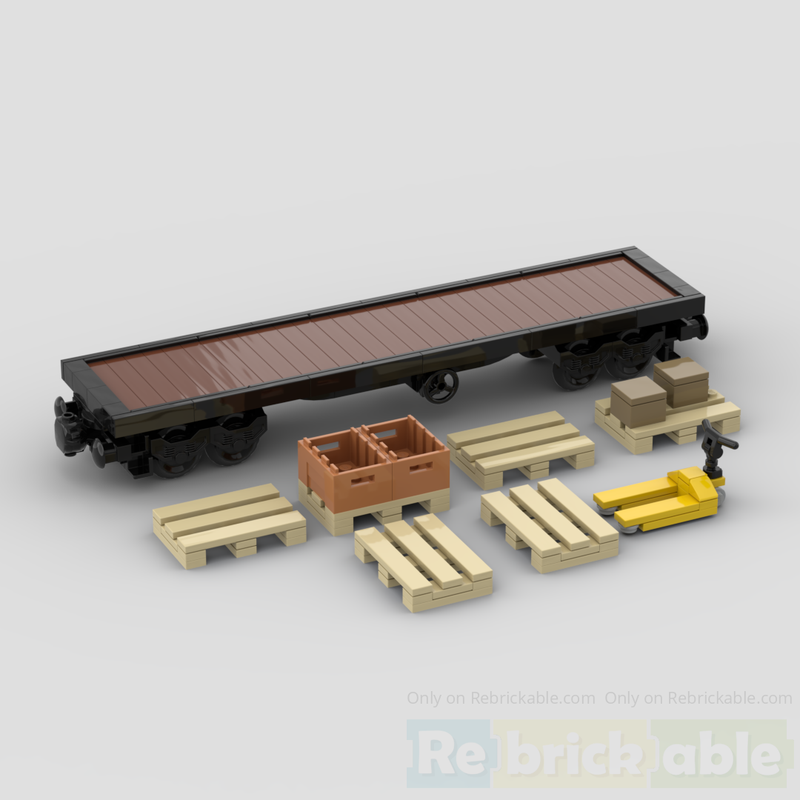 Lego Simple flat bed train car with 4axles