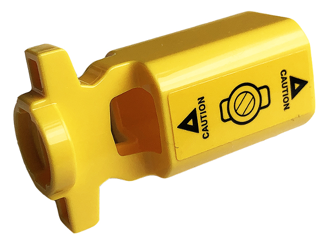 Lego Projectile Launcher Part, Net Shooter Canister with 'CAUTION' and Triangles on Yellow Background Pattern (Sticker) - Sets 60173 / 60175 / Yellow