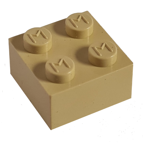 Lego Modulex Brick 2 x 2 with M on Studs / Modulex Buff
