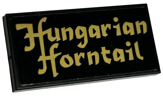 Lego Tile 2 x 4 with Gold 'Hungarian Horntail' Pattern (Sticker) - Set 76406 / Black