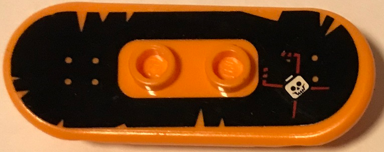 Lego Minifigure, Utensil Skateboard Deck with White Skull and Red Lines on Black Background Pattern (Sticker) - Set 79104 / Orange