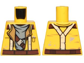 Lego Torso SW Jacket with Suspenders and Gray Undershirt Pattern (Rowan) / Yellow