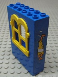 Lego Fabuland Building Wall 2 x 6 x 7 with Squared Yellow Window with Lemonade Bottle and Number 2 Pattern (Sticker) - Set 3676