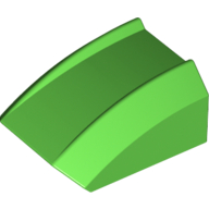 Lego Brick Curved 2 x 2 with Lip, No Studs / Bright Green