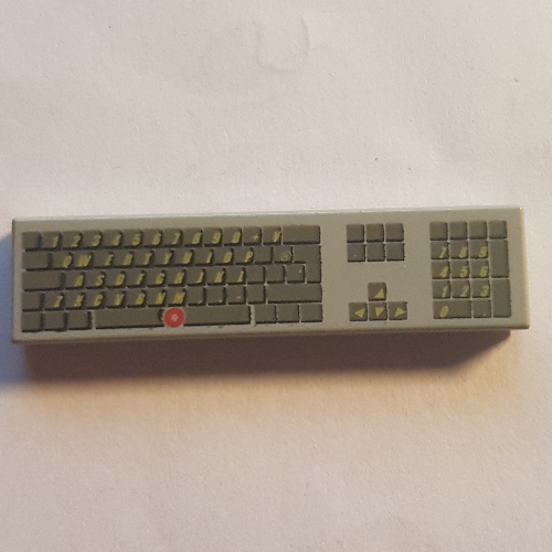 Lego Tile 1 x 4 with Keyboard Print / Light Gray