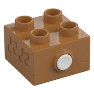 Lego Duplo Sound Brick 2 x 2 with White Button / Medium Nougat