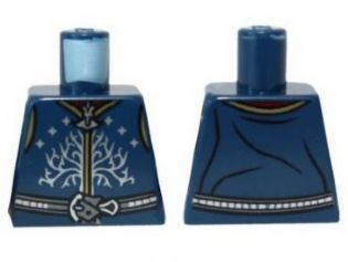 Lego Torso LotR Vest with Silver Stars and Tree of Gondor Pattern (Aragorn) / Dark Blue