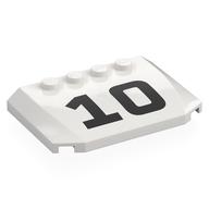 Lego Brick Wedged, Curved Triple 4 x 6 x 2/3 with 4 Studs with Black '10' Print / White