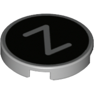 Lego Tile Round 2 x 2 with 'Z' on Black Background Print