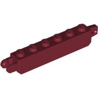 Lego Hinge Brick 1 x 6 Locking with 1 Finger Vertical End and 2 Fingers Vertical End, 9 Teeth / Dark Red