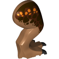 Lego Animal Body Part, Dinosaur, Carnotaurus Leg, Right, with Pin, Black Claws and Dark Brown and Orange Spots over Reddish Brown Print