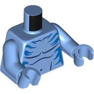 Lego Torso, Bar Chest, Dark Azure/Dark Blue Markings print, Medium Blue Arms and Hands / Medium Blue
