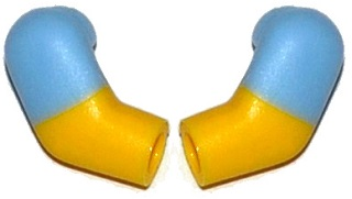 Lego Arm, (Matching Left and Right) Pair with Molded Bright Light Blue Short Sleeves  Pattern / Yellow