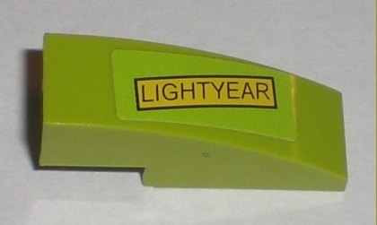 Lego Slope, Curved 3 x 1 with 'LIGHTYEAR' Pattern (Sticker) - Set 7592 / Lime