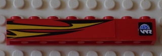 Lego Brick 1 x 8 with Yellow Flames and World Racers Logo Pattern Model Left Side (Stickers) - Set 8897 / Red